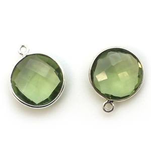 Wholesale Silver Bezel Gemstone Green <b>Amethyst</b> Fine Jewelry <b>Pendants</b> & Charms Gold Plated Bulk Connector Bezel Setting - Product Image 2