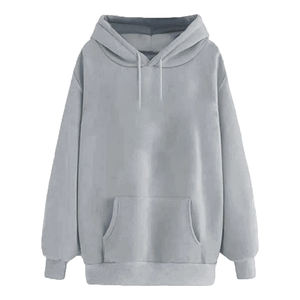 Sudadera con Capucha para Mujer, Color Gris, Invierno, 100% Algodón, Felpa, Ecológica, Transpirable, Resistente al Viento, Logotipo Bordado en la Parte Delantera, Servicio OEM - Product Image 1