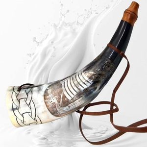 Cuerno de Búfalo Natural de Calidad de Exportación Hecho a Medida, Cuerno de Vaca y Buey, Ágata con Correa de Cuero, Producto de Extracto Animal de Calidad - Product Image 1