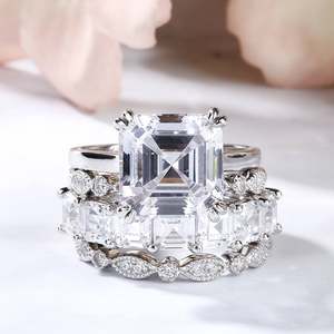 Jeulia 4-Piece Asscher Cut Sterling Silver Ring Set with <b>Diamond</b> and Zircon - Product Image 6
