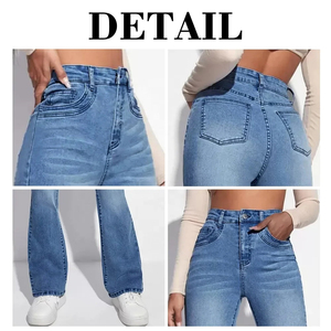 Pantalones Vaqueros de Mujer a la Moda, de Pierna Ancha, Cintura Alta, Corte Holgado, Estilo Campana, Vintage, Ecológicos, Casuales, Estilo Urbano - Product Image 4