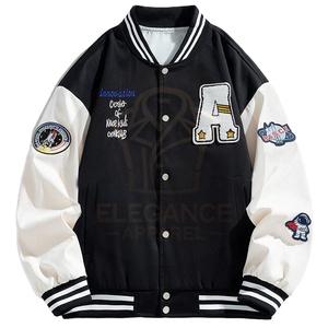 College Baseball Varsity <b>Jackets</b> Black <b>White</b> Contrast Color Good Supplier With Own Logo Print Adult Wear <b>Men</b> Varsity <b>Jackets</b> New - Product Image 1