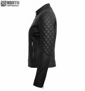 Nueva chaqueta de cuero transpirable para mujer 2025 Lona de punto personalizable de alta calidad Diseño de Moda de invierno - Product Image 3