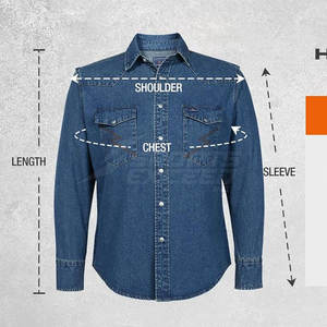Service OEM de vente en gros de chemise en jean pour hommes de meilleur design chemise en jean pour hommes de couleur personnalisée légère - Product Image 5