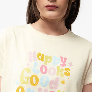 T-shirt court pour femme en molleton 100 % coton, fabriqué en usine, nouveau style, coupe classique, respirant, design estival - Product Image 4