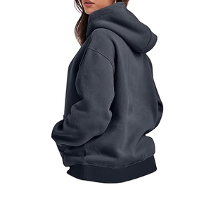 Sudadera con capucha personalizada para mujer, ropa deportiva OEM, sudadera de entrenamiento para mujer, ropa informal con cremallera, color sólido de alta calidad, venta al por mayor - Product Image 2