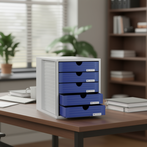 HAN SYSTEMBOX Light Gray Desktop & <b>Drawer</b> Organizer with 5 Blue <b>Drawers</b> DIN C4 Polystyrene Housing and <b>Drawer</b> <b>Unit</b> - Product Image 3