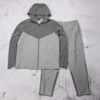 Ensemble de survêtement 2-en-1 léger et respirant en nylon, anti-bactérien et anti-UV, à capuche, uni, décontracté, grande taille, pour homme - 10 ensembles