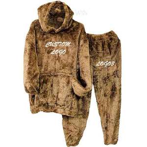 Fabrication de vêtements unisexe copmany fournissant des survêtements en fourrure unisexe super lisse sherpa tissu jogging costumes en fausse fourrure - Product Image 5