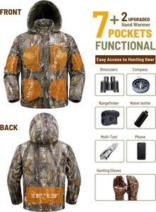 Camo Hunting <b>Jacket</b> for Men Warm <b>Fleece</b> <b>Lined</b> Waterproof Breathable Soft Shell with Hood Quiet - Product Image 4