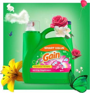 Gain Liquid Laundry Detergent, Spring Daydream <b>Scent</b>, 154 fl oz,107 loads Freshness Odor Fighting, Laundry Detergent Liquid <b>Soap</b> - Product Image 1
