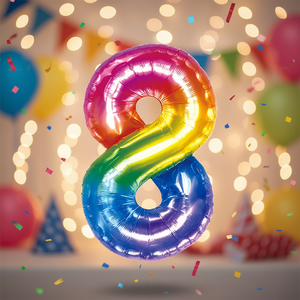 Ballon de fête en forme de chiffre 8 multicolore 80 cm en aluminium à gonfler à l'hélium pour décoration d'anniversaire - Product Image 3