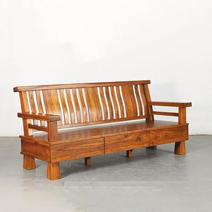 Conjunto de Sofá Clásico Funcional de Tres Plazas con Armazón de Madera de Teca y Almacenamiento para Sala de Estar - Product Image 2