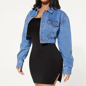 เสื้อแจ็คเก็ตยีนส์แขนยาวทรงสวิงสำหรับผู้หญิง ลายจุด กระดุมเขาสัตว์ ผ้าฝ้ายรักษ์โลก สไตล์ลำลอง แฟชั่นพื้นฐานสำหรับสาวๆ - Product Image 3