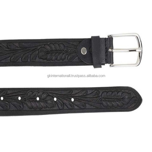 Durable completo personalizado hecho a mano negro cuero occidental herramientas cinturón tallado a mano diseñador cuero vaquero cinturón y accesorios - Product Image 6