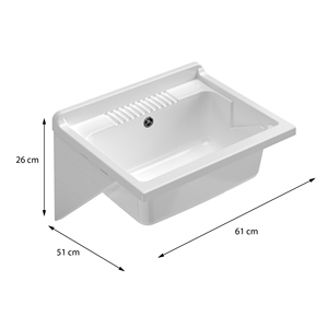 Lavabi da Parete Mongardi 61L X 51P X 26H in Resina Resistente agli Acidi, Facili da Pulire, Lucidati, con Staffe di Fissaggio a Parete, Lavabi per Bagno - Product Image 2