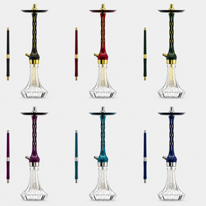 Ensemble de pipe à eau en acier inoxydable de qualité supérieure de 65 cm avec base en verre, un seul tuyau, multicolore, boîte cadeau pour la vente en gros - Product Image 1