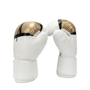 Gants de boxe en cuir/polyester de haute qualité, respirants, évacuant l'humidité, logo personnalisé, entraînement en salle de sport, sparring, fermeture à crochets et boucles - Product Image 1