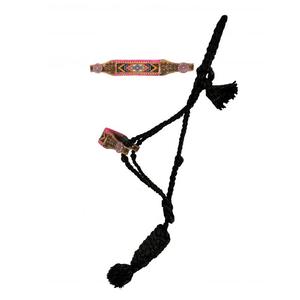 Licol pour cheval en cuir robuste avec rembourrage floral en cuir travaillé à la main, bride pour cheval avec muserolle et joue rembourrées réglables - Product Image 1