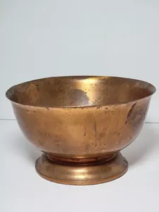 High Quality Copper Footed <b>Bowl</b> <b>Planter</b> 7.75 X 4.25 Inches Nice Patina Distress Rustic Polished Technique for Party Dinnerware - Product Image 2