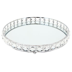 Plateau de service créatif pour décoration de maison en métal argenté nickel verre cristal fruits secs - Product Image 1