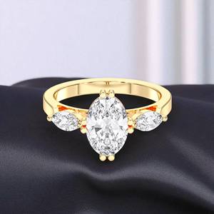 2.40 carats F-G/VS Lab Grown Marquise & Oval Cut Diamond 3 Stone Prong Set Bague de fiançailles en argent pour femme - Product Image 6
