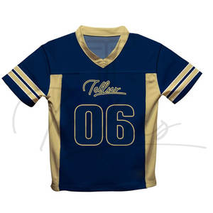 Maillots de football américain pour enfants, vente en gros, impression personnalisée, manches courtes, 100% polyester, séchage rapide, respirant, maillots de football d'été - Product Image 5