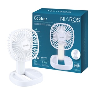 Coober Mini Foldable <b>Handheld</b> <b>Fan</b>, White, with Light, USB Rechargeable (Niaros 300040001) - Product Image 2
