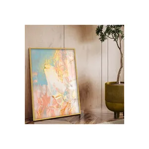 Mesa de salón Tema abstracto Patrón colorido Metal Enmarcado Impresión UV Mesa de vidrio irrompible - Product Image 1