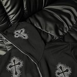 Premium Quality Winter <b>Men's</b> Rhinestone Hoodies with Zipper Waterproof 100% Cotton OEM Service - Product Image 4