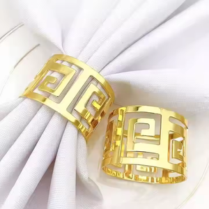 Servilleteros antiguos de acero inoxidable, servilletero de lujo de oro de ciruela decorativo Premium Simple para boda, celebración, comedor, bueno - Product Image 6