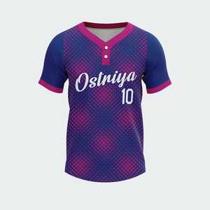 Camiseta de Béisbol de Alta Calidad con Dos Botones, Manga Corta, Cuello en V, 100% Poliéster, Secado Rápido, Transpirable, Diseño Sólido, en Venta - Product Image 5