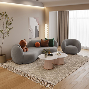 Sofá Minimalista de 3 Plazas de Tela de Terciopelo de Cordero, Estilo Nórdico Moderno, para Sala de Estar de Hotel, Apartamento, Tienda de Ropa, Salón de Belleza - Product Image 2