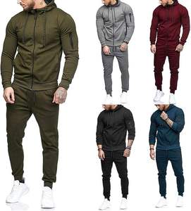 Costume de sport décontracté pour hommes 2 pièces Joggers Hoodies avec fermeture éclair Ensemble de vêtements de course décontractés - Product Image 5
