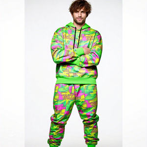 Chándal de Terry francés de fabricante de ropa de calle, chándal holgado con estampado gráfico personalizado, chándal con capucha y cremallera para hombre - Product Image 6