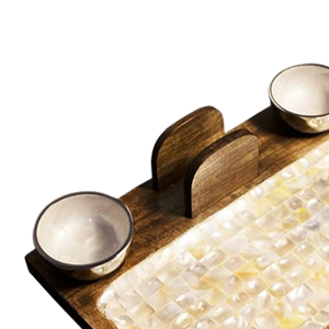 Classic Style <b>Mother</b> of Pearl Wood Tray Handmade Eco-Friendly Serving Tray Platter Food Table Decor Diwali <b>Gift</b> From Vietnam - Product Image 2