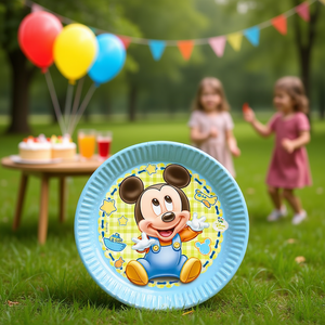 Assiettes jetables Mickey Baby 19,5 cm, 6 pièces, vaisselle de fête pour enfants, célébration d'anniversaire - Product Image 3