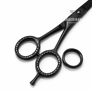 Ciseaux de coiffure professionnels en acier inoxydable noir pour droitiers, lame affûtée, manche moyen, ciseaux de barbier pour salon de coiffure - Product Image 4