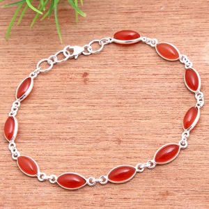 Pulsera de Plata de Ley 925 con piedras preciosas de cornalina naranja para mujer, elegante espiritual, elegante, de una sola línea, regalo de moda - Product Image 4