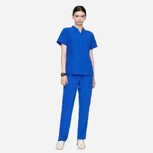 Último diseño de logotipo personalizado etiqueta privada uniforme de Hospital para mujeres elástico enfermera Tops conjuntos médicos enfermería uniformes conjuntos - Product Image 1