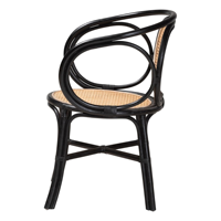 Chaise en rotin courbée élégante et contemporaine, dossier en canne rustique antique, faite à la main, légère, pour salon, salle à manger, hôtel, villa