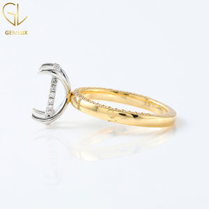 Bague de fiançailles Halo cachée en diamant taillé ovale semi-monté en laboratoire pour femme - Product Image 5