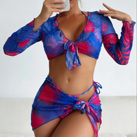 PASUXI femmes chaud 3 pièces imprimé fleuri Bandage maillots de bain maillot de bain Bikini avec couverture robe ceinturée maillot de bain vêtements de plage