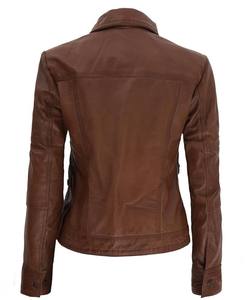 Elegant Girls <b>Long</b> <b>Denim</b> Leather <b>Jacket</b> with Button Closure for Layering Breathable Cotton Filling Professional Looks - Product Image 6