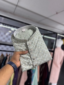 Heavy Designer Festival Raymond Algodón Seda Con Bordado Trabajo Hombres Kurta Pijama - Product Image 3