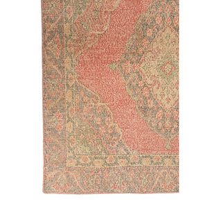 Vintage Hand Knotted Wool Rug <b>Red</b> Orange Medallion Abstract Rectangle for Home Entryway 9x12 Rectangle for Teens-Pae-6414(Fr) - Product Image 4