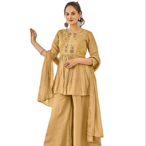 Traje Palazzo con Dupatta de Chifón Chi-non, Bordado en Seda y Trabajo Manual, para Venta al por Mayor - Product Image 1