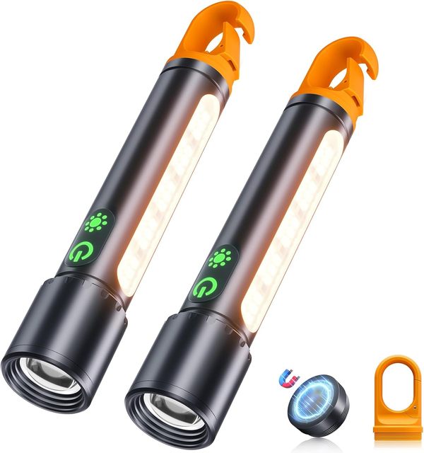 Magnetic LED Flashlight Rechargeable 5000mAh 2000LM High Lumens 9 Modes Waterproof Aluminum for Home Car Hiking Camping