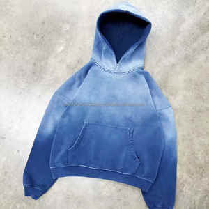 Sudadera con capucha de peso pesado Vintage para hombre, sudadera de algodón térmico de felpa de gran tamaño, diseño bordado, ropa de calle de invierno sólida - Product Image 1