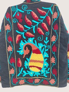 Chaqueta Bohemia Bordada de Algodón con Cuello Mao, Manga Larga, Talla Grande, Ropa Exterior para Mujer, Estampado Floral Otoñal - Product Image 4